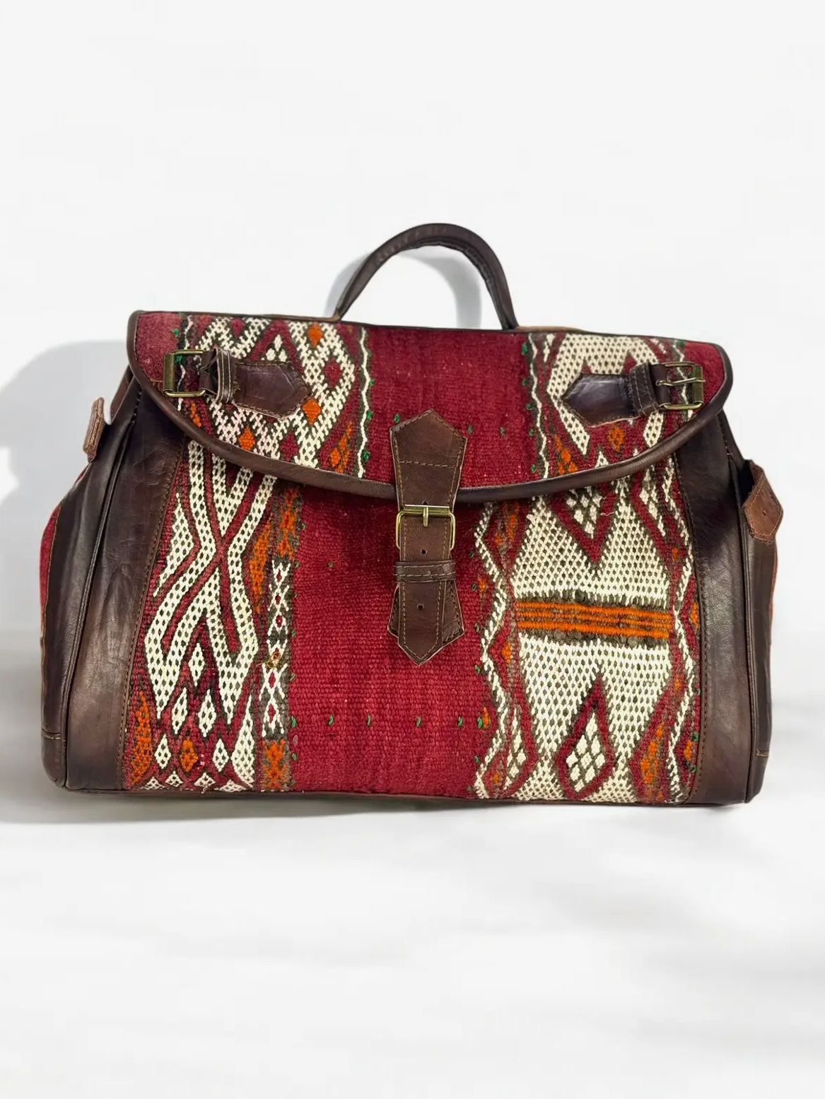 Artisan-Crafted Moroccan Leather and Kilim Bag