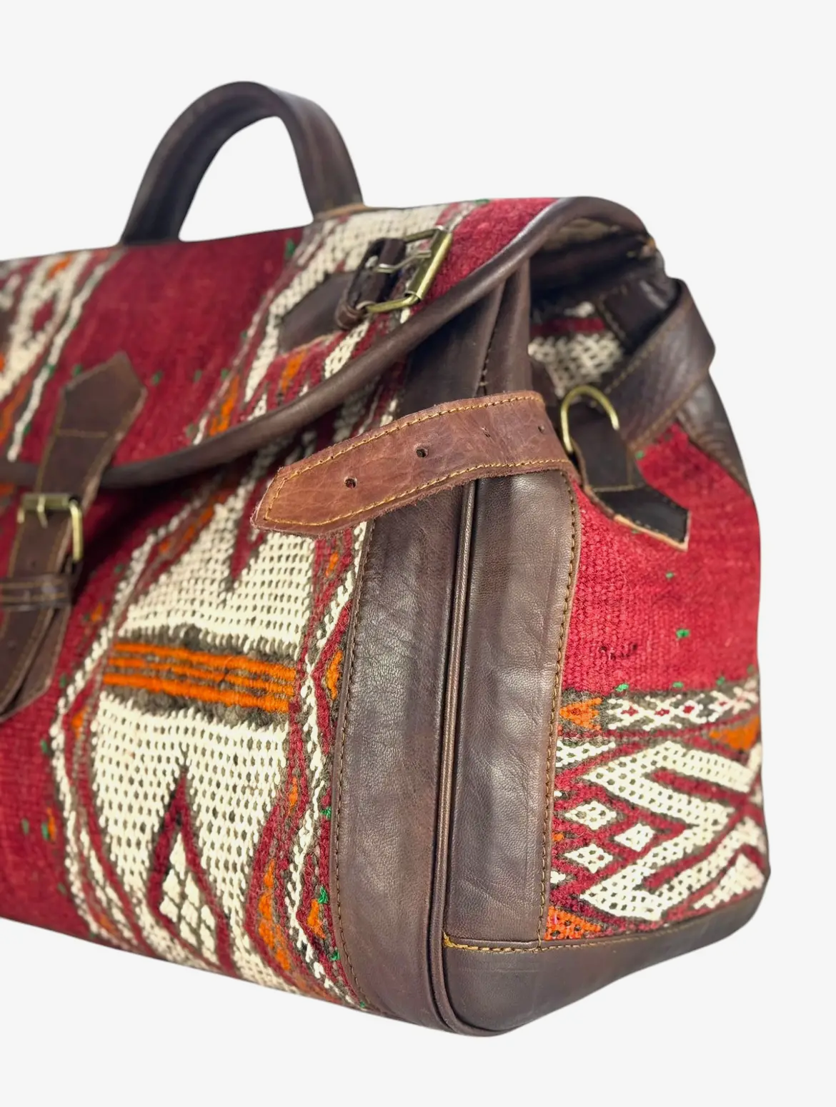 Artisan-Crafted Moroccan Leather and Kilim Bag