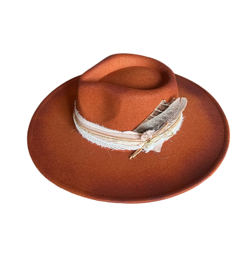 Rust Rancher Hat with Ribbon Decoration