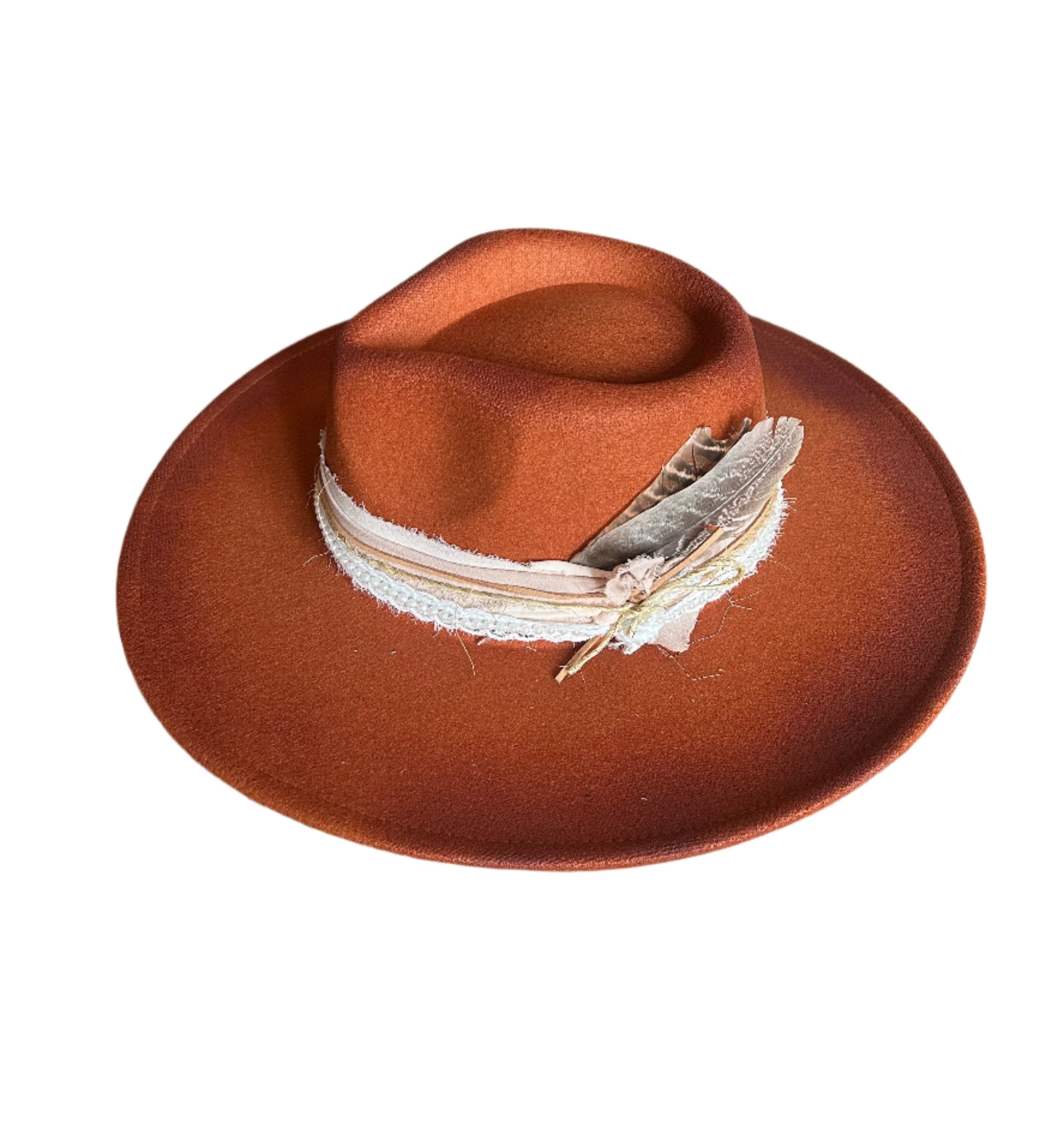Rust Rancher Hat with Ribbon Decoration