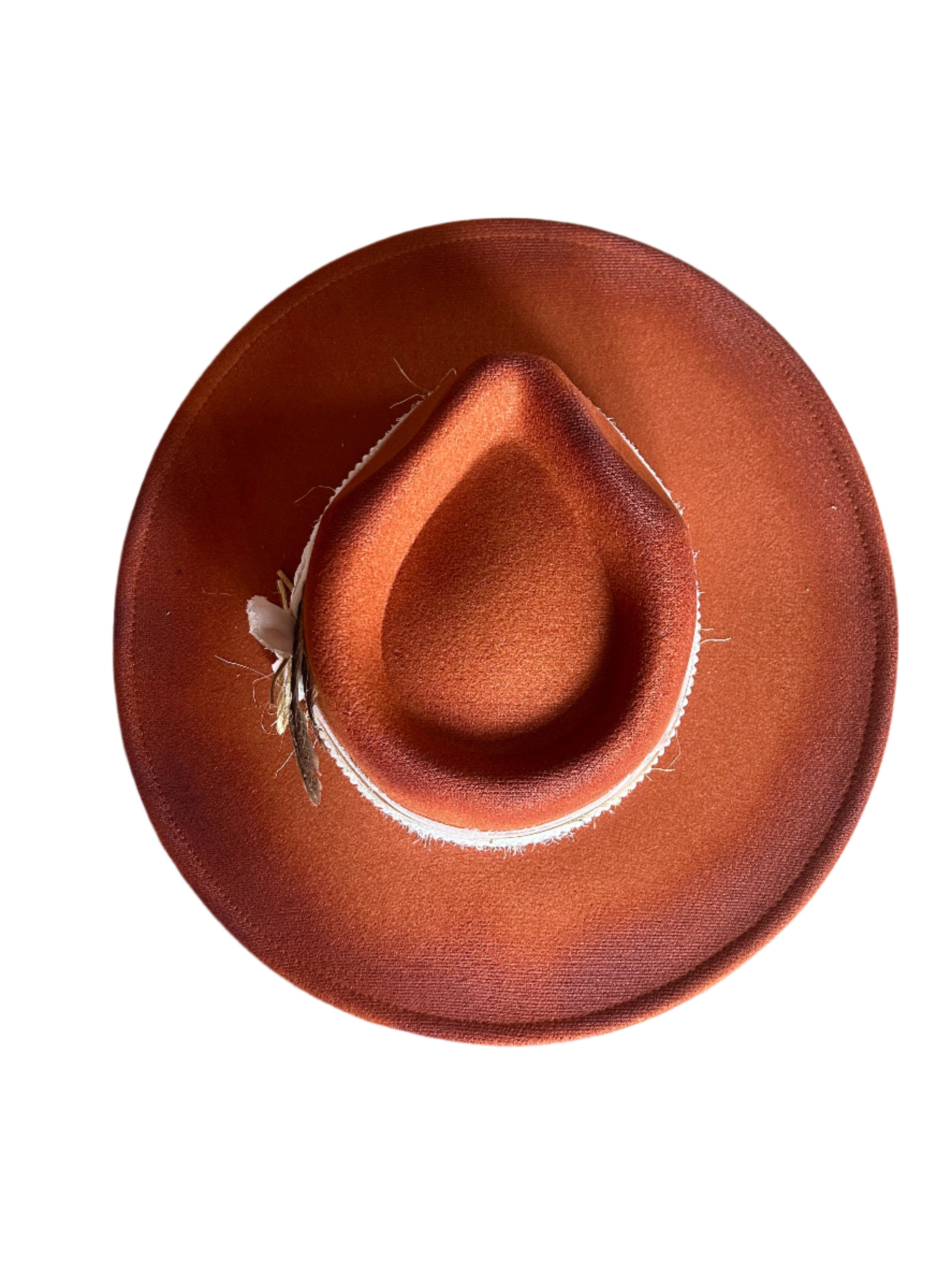 Rust Rancher Hat with Ribbon Decoration